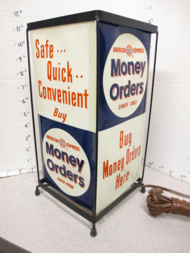 AMERICAN EXPRESS 1956 bank credit card store display sign advertising lamp order - Picture 1 of 8
