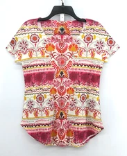 Style & Co Shirt Women Size M Multicolor Short Sleeve Round Neck Knit Top