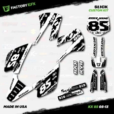 Black & White Slick Racing Graphics Kit fits Kx85 01-13 Plates Kx 85 2001-2013