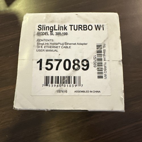 SlingLink Turbo W1 Model SL300-100 Homeplug-Ethernet Adapter 157089 NEW SEALED - Picture 2 of 2