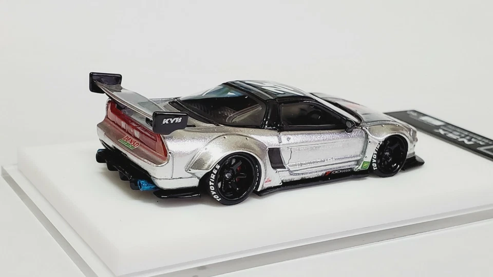 1:64 Veloce Honda NSX NA1 LB Performance ADVAN 25th Ann Matt Chrome silver resin - Image 4 of 4