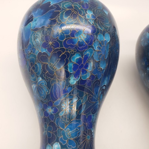 Pair of Vintage Chinese Cloisonne Champlevé Enamel Vases with Floral Motifs READ - Picture 11 of 20
