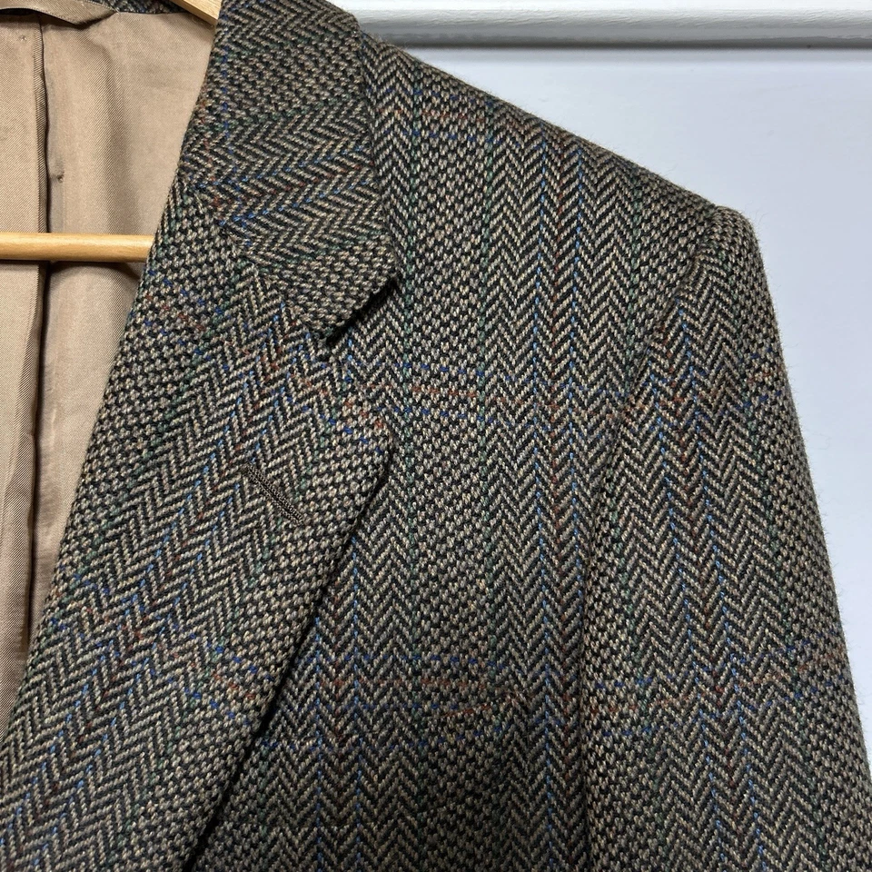 Abrigo deportivo vintage a medida 100 % cachemir pistola 44R espiga tweed cuerno Foto 3 de 4