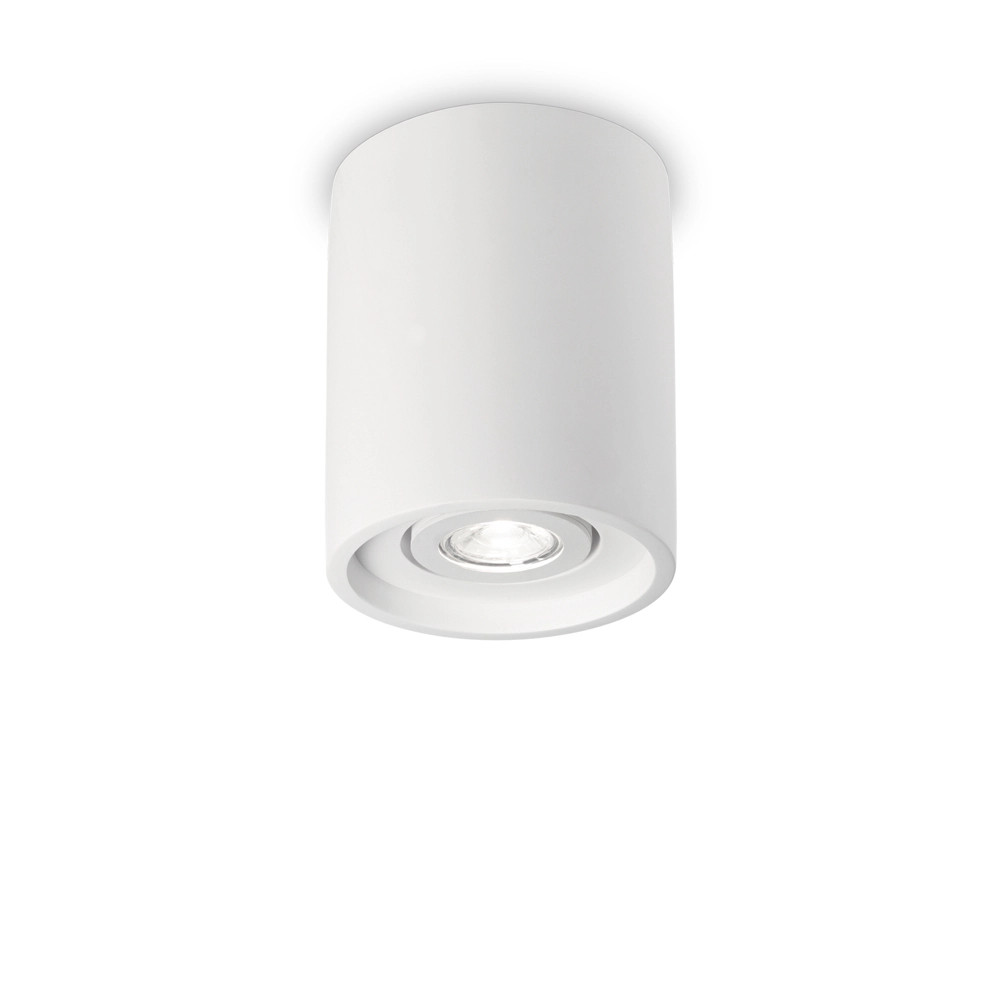 Plafoniera Moderna Round Oak Cemento - Gesso Bianco 1 Luce Gu10