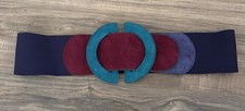 VTG 80s Suede EXPRESS Wide Belt Tan Sz Lg Multicolored