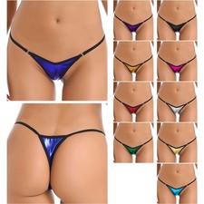 Women's Shiny Metallic G-Strings Micro Thong T-Back Panties Underpant Lingerie