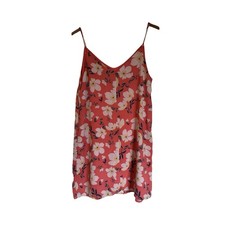 Cotton On Coral Floral Short Slip Dress M Polyester Summer V-Neck 33”