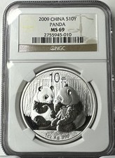 2009 China 10 Yuan S10Y 1oz .999 Silver Panda NGC MS69