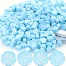 Light Blue Wax Seal Beads, Octagon Sealing Wax Beads, 400pcs Wax Seal Beads S...