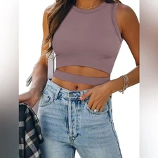 New ANRABESS Women High Neck Sleeveless tank top  size Medium Color is  nutmeg