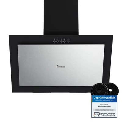 KKT KOLBE Campana extractora 60 cm campana de pared recirculación aire de escape LED campana inclinada acero inoxidable negro