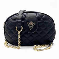 Valentino Orlandi Crossbody Bag Quilted Black Gold Tone New With Tags