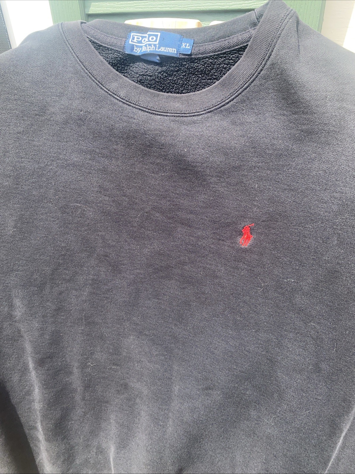 Vintage Y2K Polo Uomo Ralph Lauren Felpa Girocollo Rosso Pony Logo Nero XL