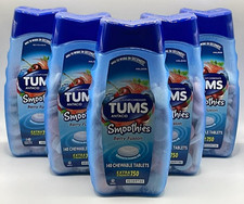 5PK Tums Antacid Smoothies Berry Fusion 750MG 140 Chewable Tablets EA EXP 4/27 