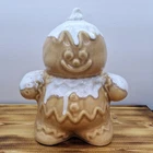 Hull Pottery Gingerbread Man Bank 2001 Hull Pottery Tan White Drip 9" Signed