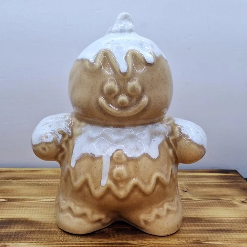Hull Pottery Gingerbread Man Bank 2001 Hull Pottery Tan White Drip 9" Signed