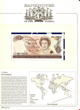 Banknotes of the World New Zealand 1 Dollar 1989 UNC Brash P-169c AMT782748