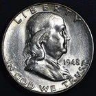 1948-D 50C FRANKLIN SILVER HALF DOLLAR KM# 199 Grade:  Choice BU A7134