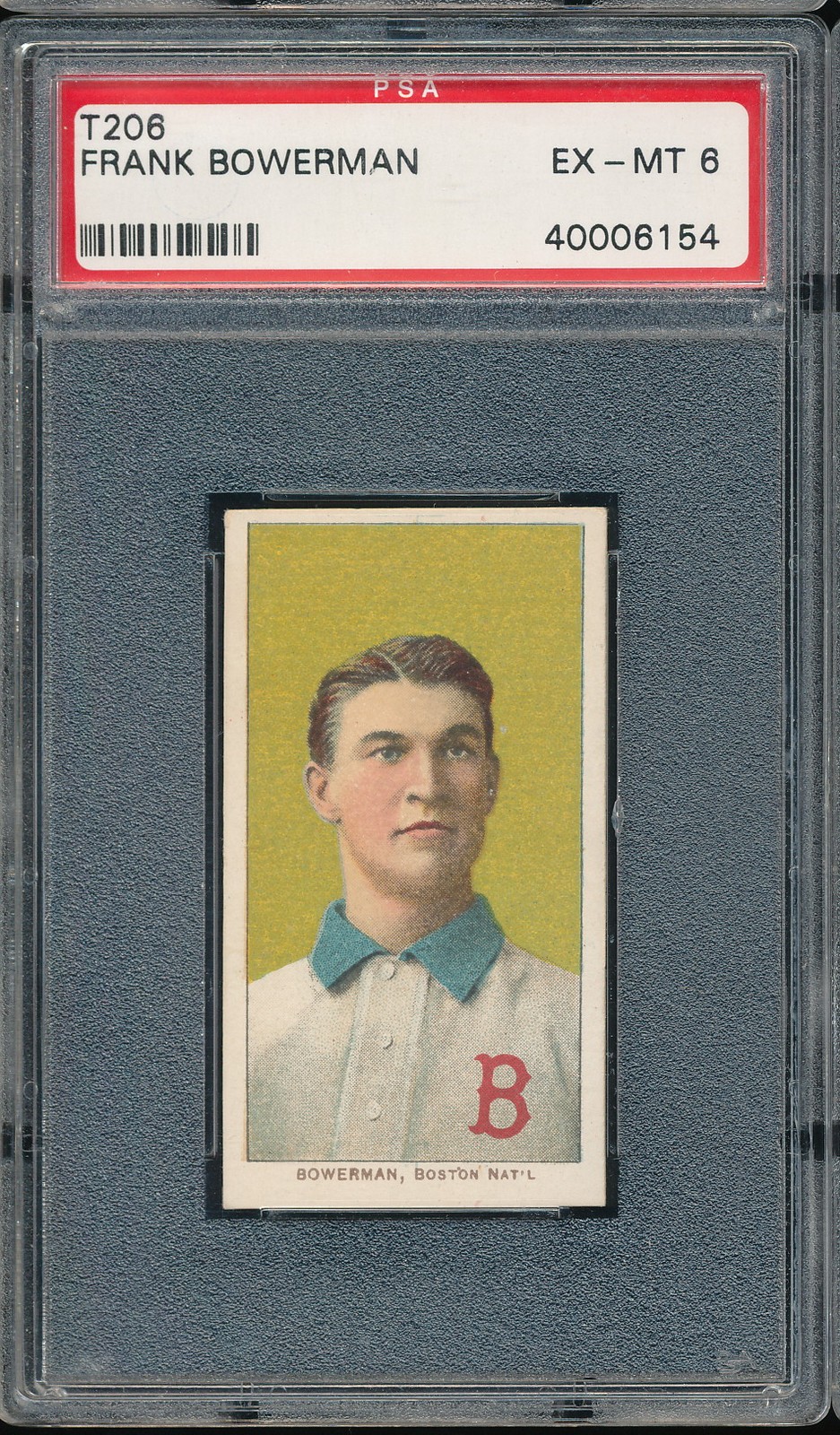T206 Piedmont 350/25 Frank Bowerman PSA 6 - Boston - POP 28