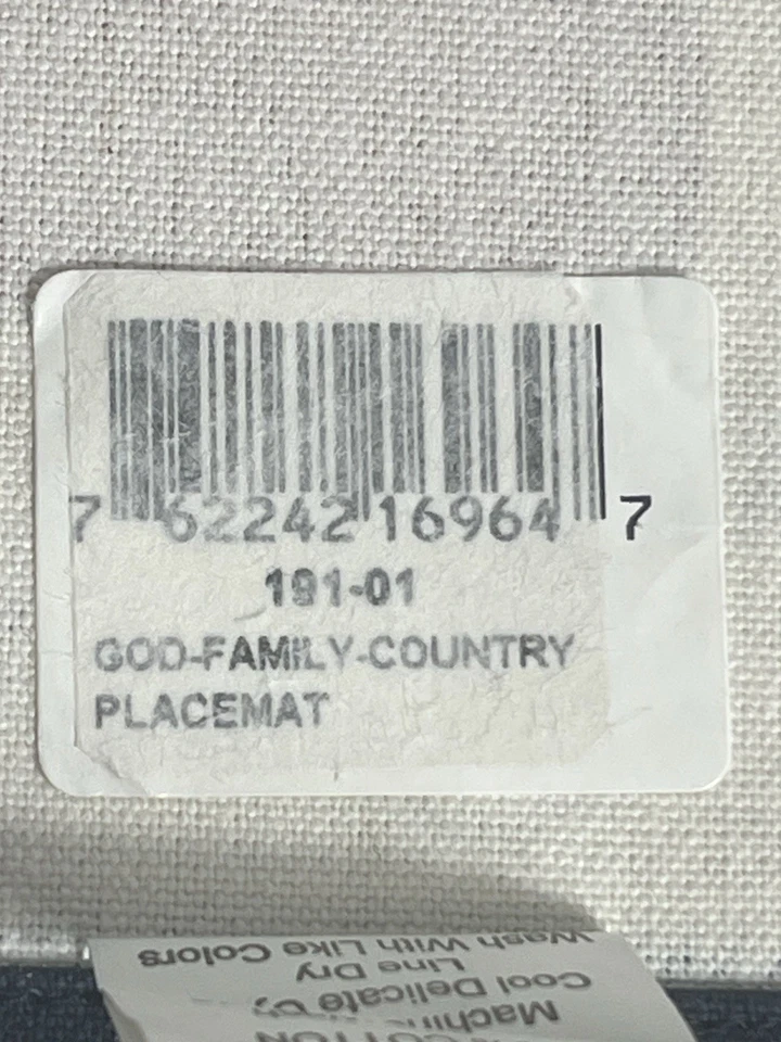 Park Designs God Family Country Cotton Placemat 13x19 Americana Folk Art - Image 4 of 4