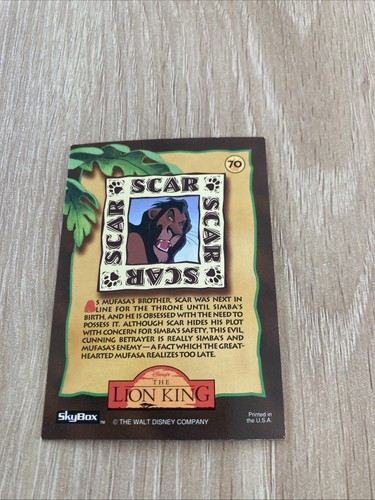Scar - The Lion King - 1994 Walt Disney Company / Skybox - Card 70 - Picture 2 of 2