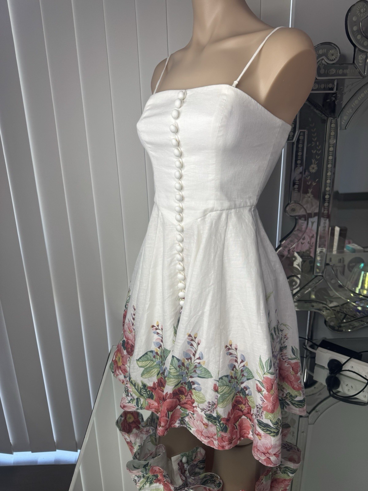 ZIMMERMANN- Bellitude Linen Corset Mini Dress- With Detachable Straps 🩷