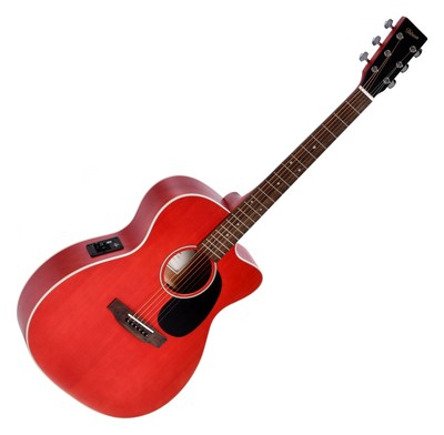 B-WARE Ditson 000C-10E-TBL Akustik Western Gitarre Rot Sitka Fichte Tonabnehmer