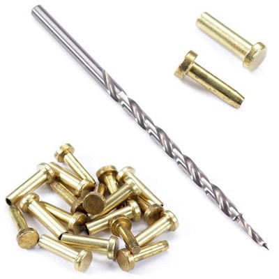 Cutlery Rivets (10 Pack) + [1] Step Drill for DIY Handles & Knife Handle Repair 