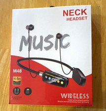M48 Bluetooth Wireless Neckband In-Ear Earbuds w/ Mic Black Sport