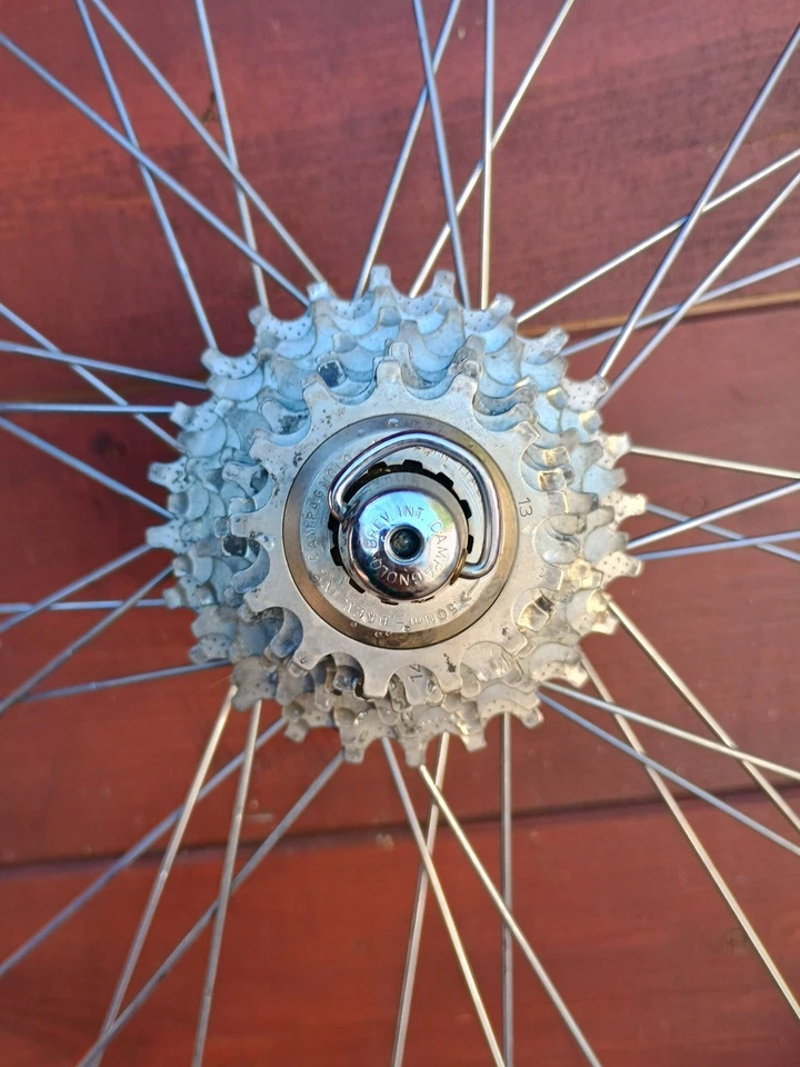 Vintage Ruote Campagnolo Sigma Record Hubset 36h 8sp 13/24 Wheelset VGC Clement - Immagine 4 di 4