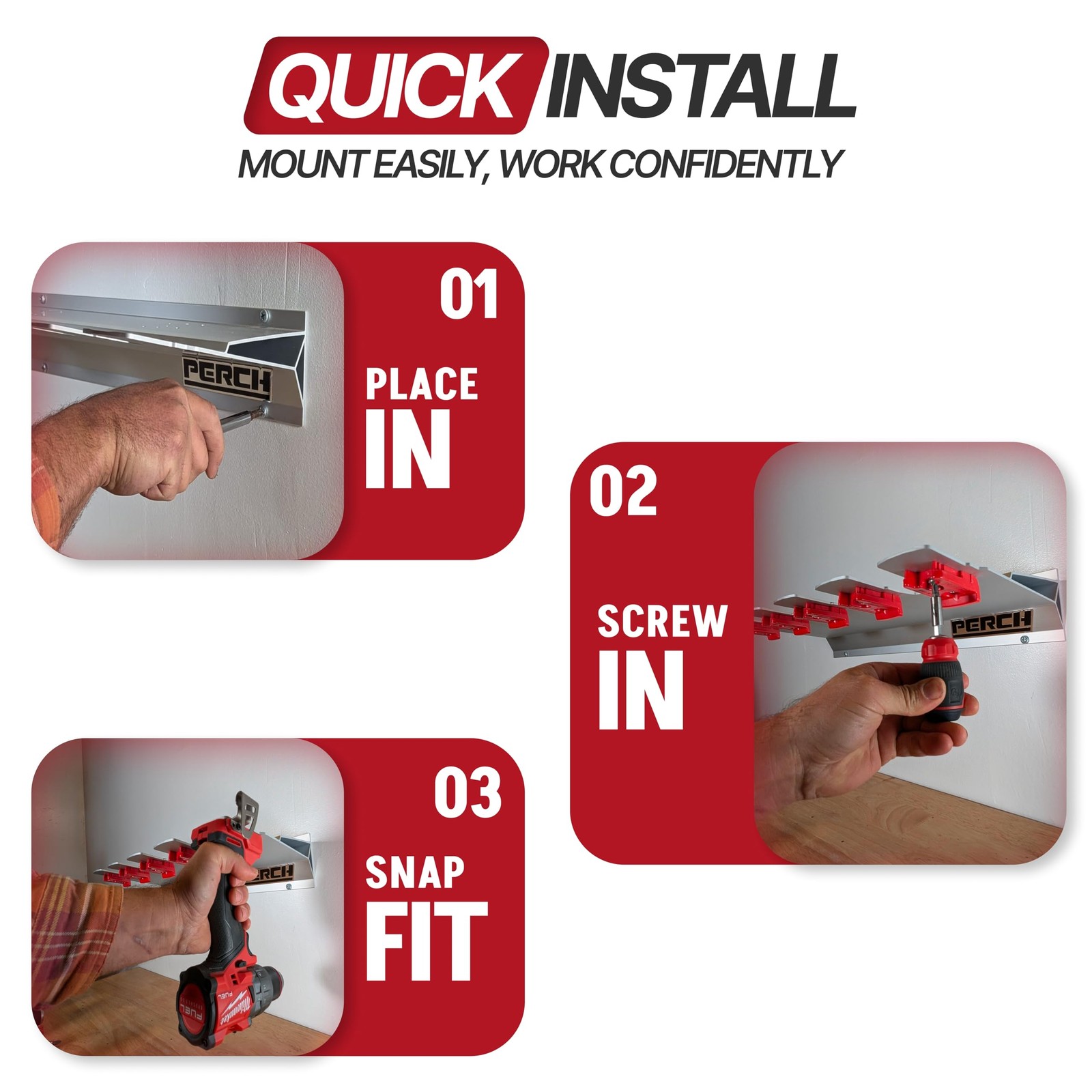 Single Power Drill Rack PERCH Tool Holder Rack for Milwaukee M18 18v - 5 Cordless Tools, Red | eBay