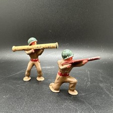 Vtg Pair of Barclay Pod Foot Lead Toy Soldiers Bazooka Gun Rifle Infantry 1950s
