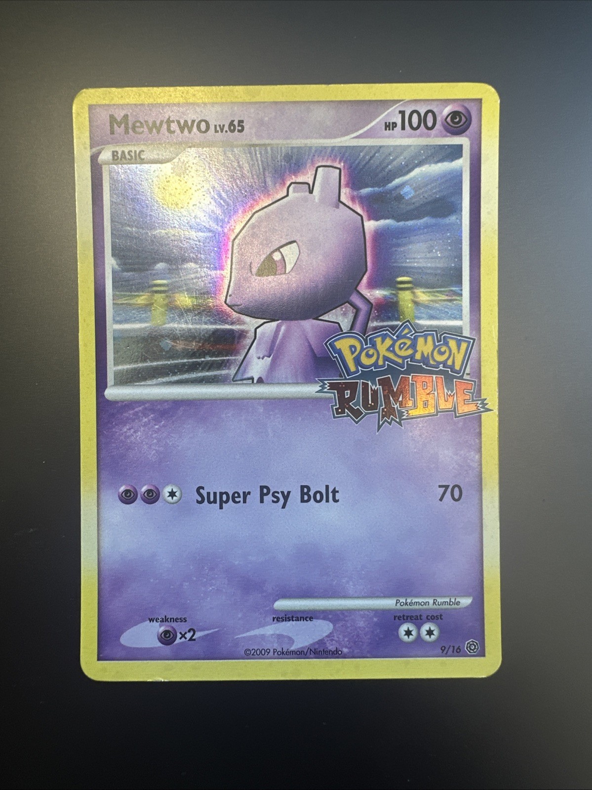 Pokemon Rumble Mewtwo Holo Stamped Card 9/16 2009 Vintage