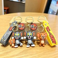 Tom and Jerry Key Chain Kawaii Key Fob Anime Cartoon Keychains Cute Backpack