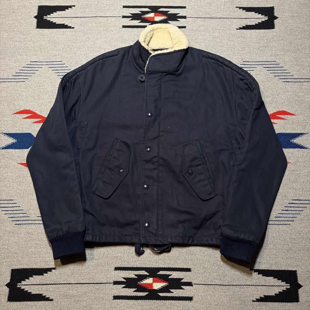 A.P.C. × KANYE WEST Shearling Bomber Navy Sheep Lined Jacket Men's