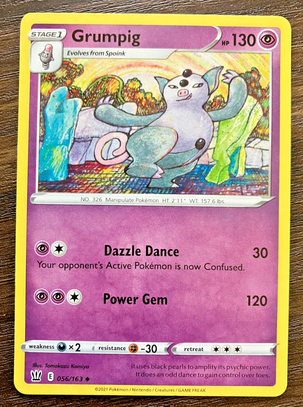 Grumpig 056/163 - 2021 Pokemon Battle Styles Uncommon Card - CLEAN NM