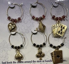 Ganz Decorative Wine Glass/Beer Mug Charms Playing Cards RedBlack Beads NIB Gift