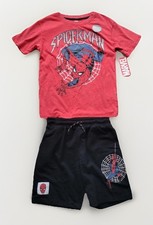 carter's boys spiderman short set size 4 short sleeve shirt red
