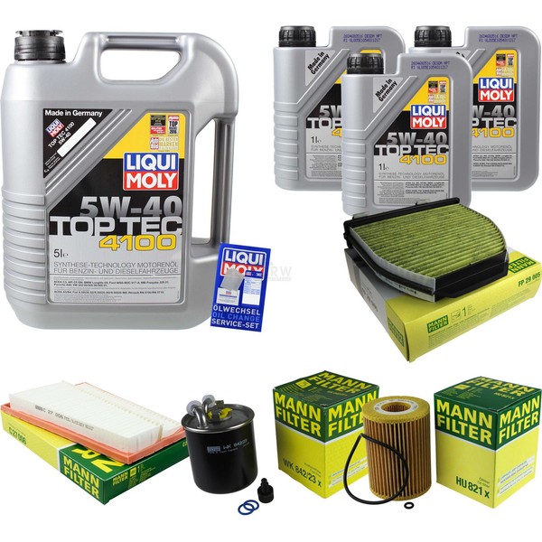 Inspektionspaket 8L Liqui Moly Top Tec 4100 5W-40 FüR Mercedes C-Klasse T-Model-image