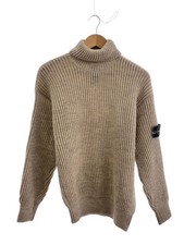 STONE ISLAND Knit Sweater Circa 90s Original Old Patch Turtleneck Wool BEG Used