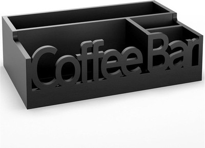 Coffee Bar Organizer for Countertop, Wooden Coffee Caddy with Compartments   