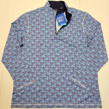  165 New BUGATCHI Quarter Zip 8-WAY STRETCH Sweater Men's 2XL XXL Blue GEOMETRIC