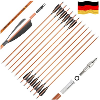 12X Carbonpfeile SP500 Naturfedern 30'' Recurvebogen Compoundbogen Jagd Schießen