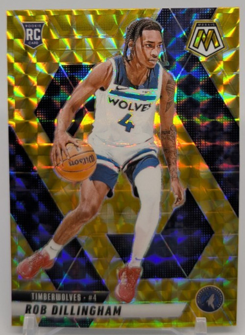 2024-25 Panini Mosaic #218 Rob Dillingham Yellow Reactive Prizm RC Timberwolves