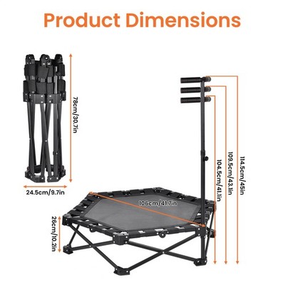 Fitness Trampolin Faltbar Bungee Jumping Minitrampolin Griff Indoor Ø104 cm