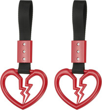 2Pcs Broken Heart Shaped Car Handle Straps, Car Hanging Accessories Bumper Warni