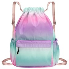 Drawstring Backpack Sports Gym Bag Water Resistant String Bag Cinch Sackpack ...