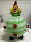 Vintage Murano Hand Blown Art Glass Circus  Clown Figurine Made In Italy