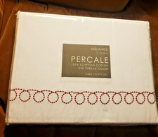 Embroidered RED Melange Egyptian 100 Cotton Percale King Duvet 108" x 90"