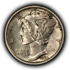 1924-D 10c Mercury Silver Dime - AU Semi Key Date - SKU-Y6788